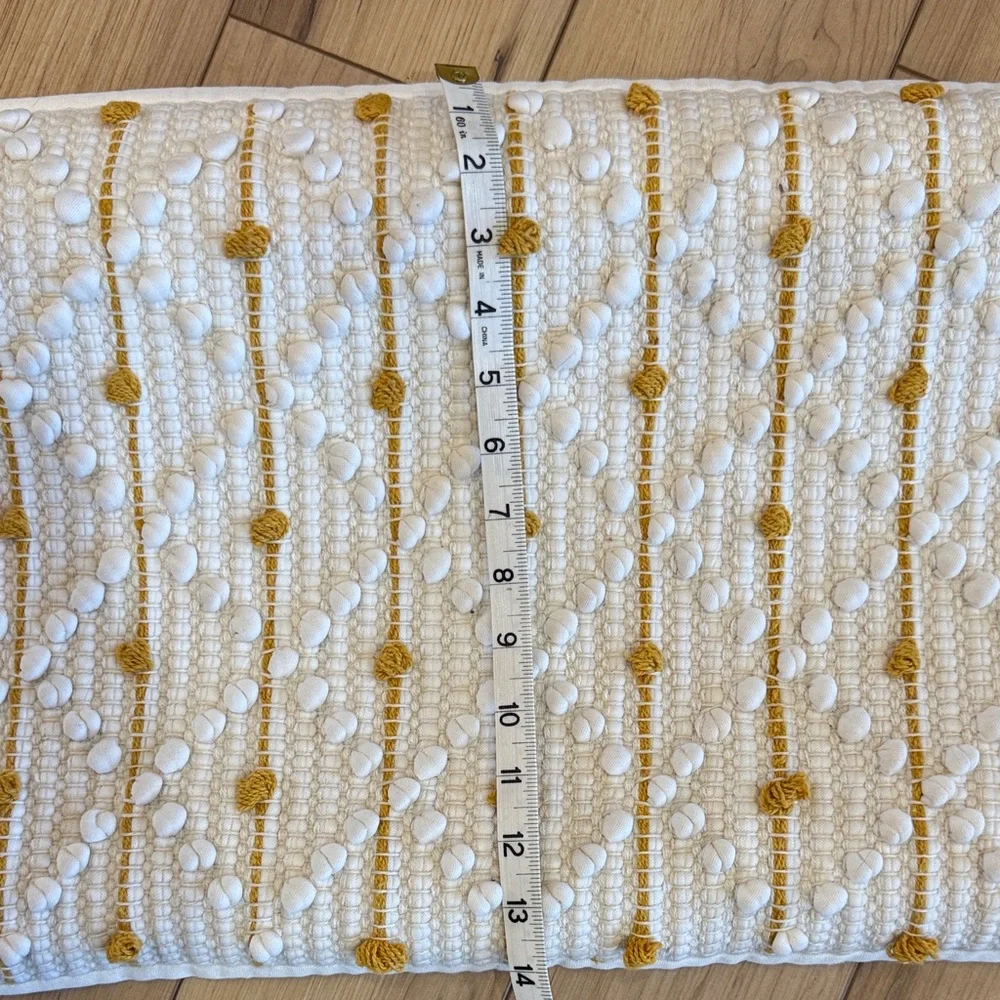 Boho White and Gold Tassel Pillow Cover 14x36